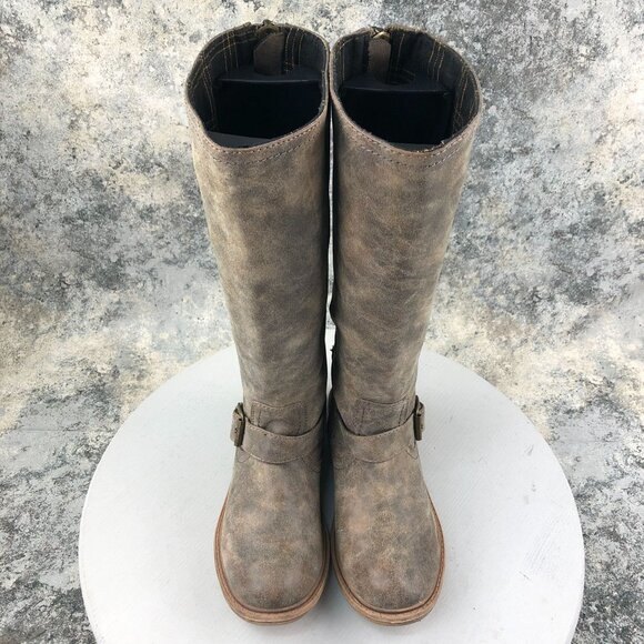 Nine West Women's Size 7M MOTOL1 Brown Faux Leather Back Zip Harness Boots *FLAW - Picture 3 of 16